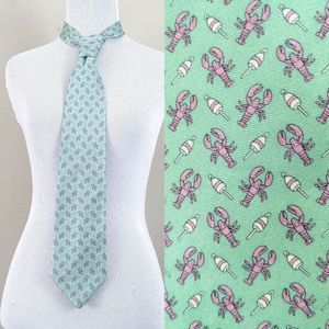 Lobster Print New England Sea Foam Green Vintage Tie
